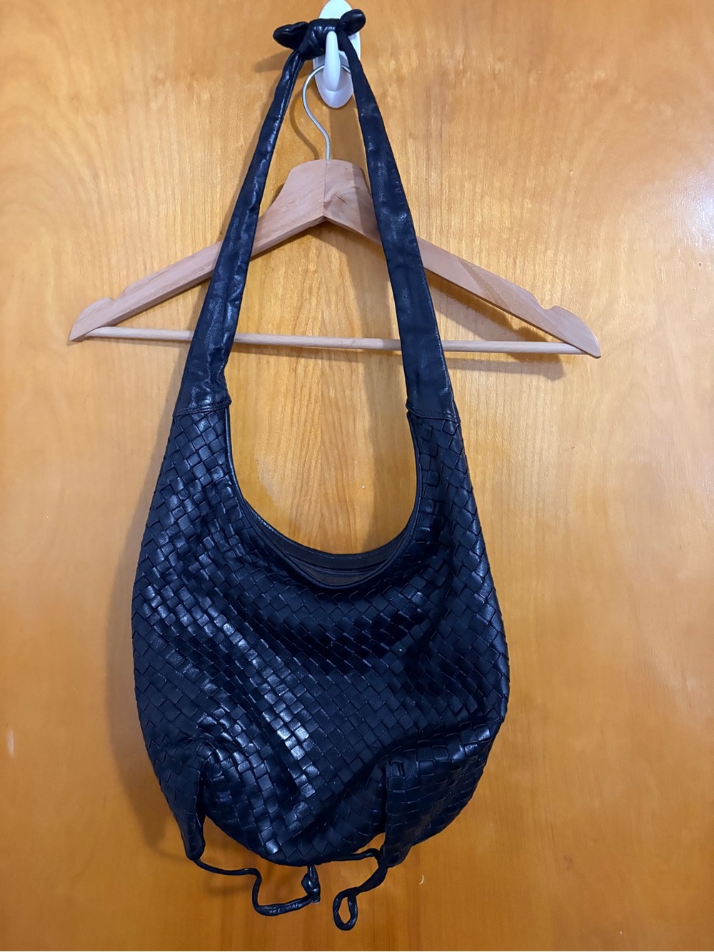 Woven Shoulder Hobo Bag - Black